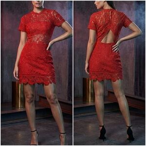 Lovers + Friends Mon Amour Red Lace Dress
